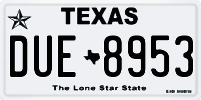 TX license plate DUE8953