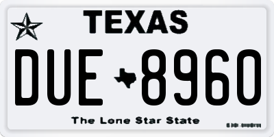 TX license plate DUE8960