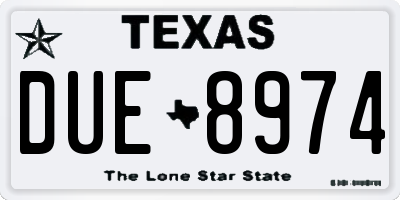TX license plate DUE8974