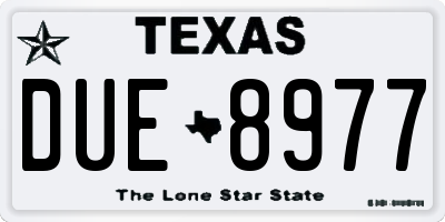 TX license plate DUE8977