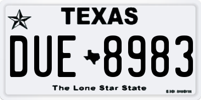 TX license plate DUE8983