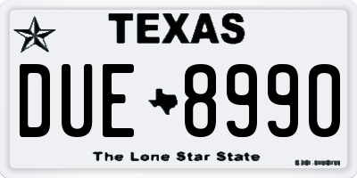 TX license plate DUE8990