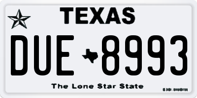 TX license plate DUE8993