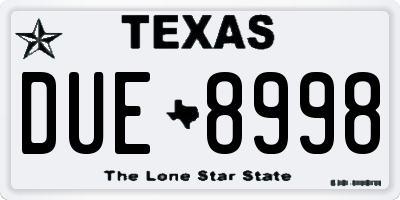 TX license plate DUE8998
