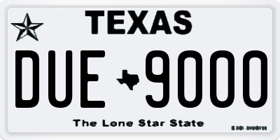 TX license plate DUE9000