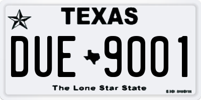 TX license plate DUE9001