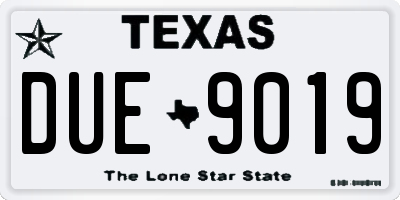 TX license plate DUE9019