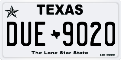 TX license plate DUE9020