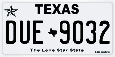TX license plate DUE9032