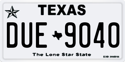 TX license plate DUE9040