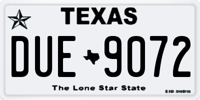 TX license plate DUE9072