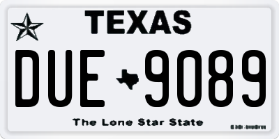 TX license plate DUE9089