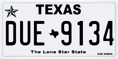 TX license plate DUE9134