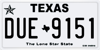 TX license plate DUE9151