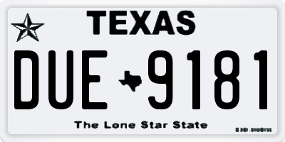TX license plate DUE9181