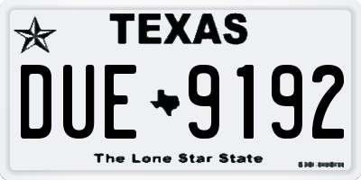 TX license plate DUE9192