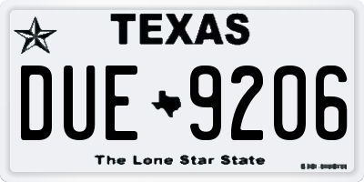 TX license plate DUE9206