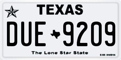 TX license plate DUE9209