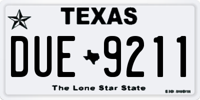 TX license plate DUE9211