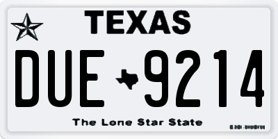 TX license plate DUE9214