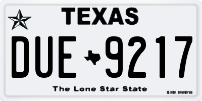 TX license plate DUE9217