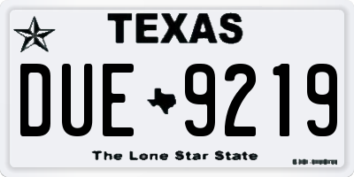TX license plate DUE9219