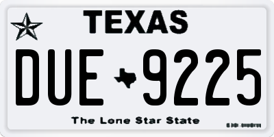 TX license plate DUE9225