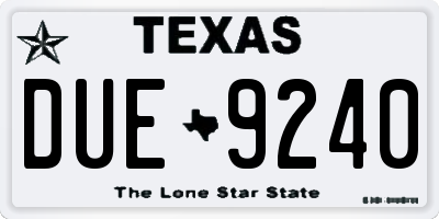TX license plate DUE9240