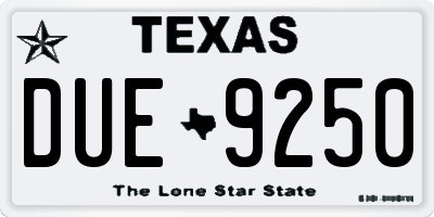 TX license plate DUE9250