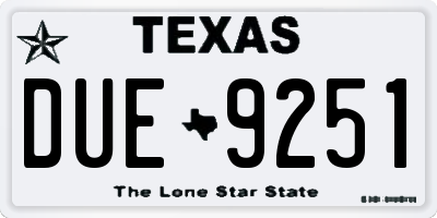 TX license plate DUE9251