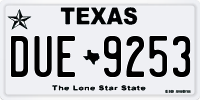 TX license plate DUE9253