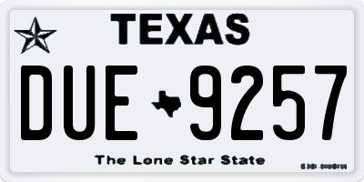 TX license plate DUE9257