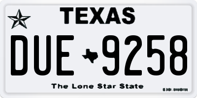 TX license plate DUE9258
