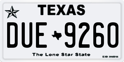 TX license plate DUE9260