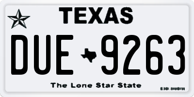TX license plate DUE9263