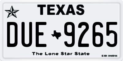TX license plate DUE9265