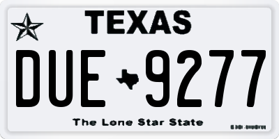 TX license plate DUE9277