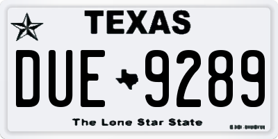TX license plate DUE9289