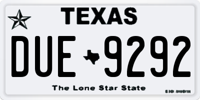 TX license plate DUE9292