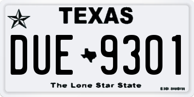 TX license plate DUE9301