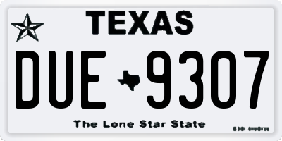 TX license plate DUE9307