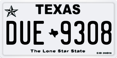 TX license plate DUE9308
