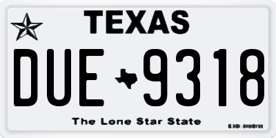 TX license plate DUE9318