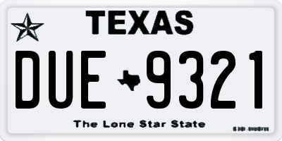 TX license plate DUE9321