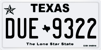 TX license plate DUE9322