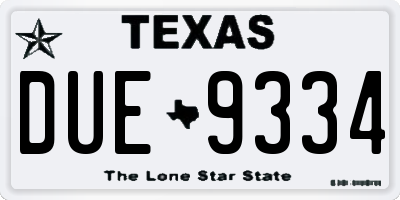 TX license plate DUE9334
