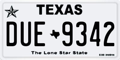 TX license plate DUE9342