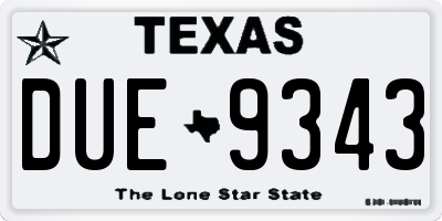 TX license plate DUE9343