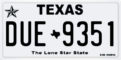 TX license plate DUE9351