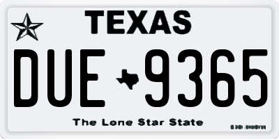 TX license plate DUE9365